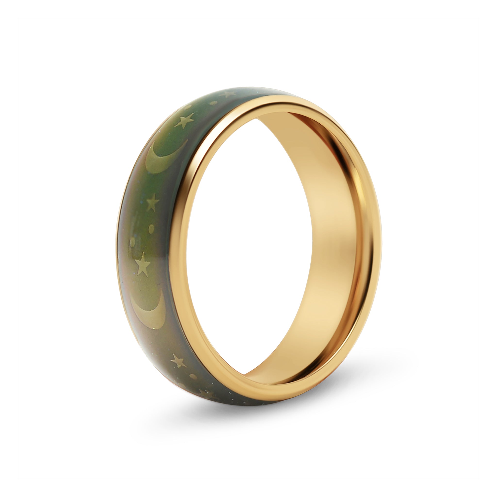 18K Gold PVD Stainless Steel Mood Band With Stars And Moons Ring / CFR9011、mySite、dreamappss