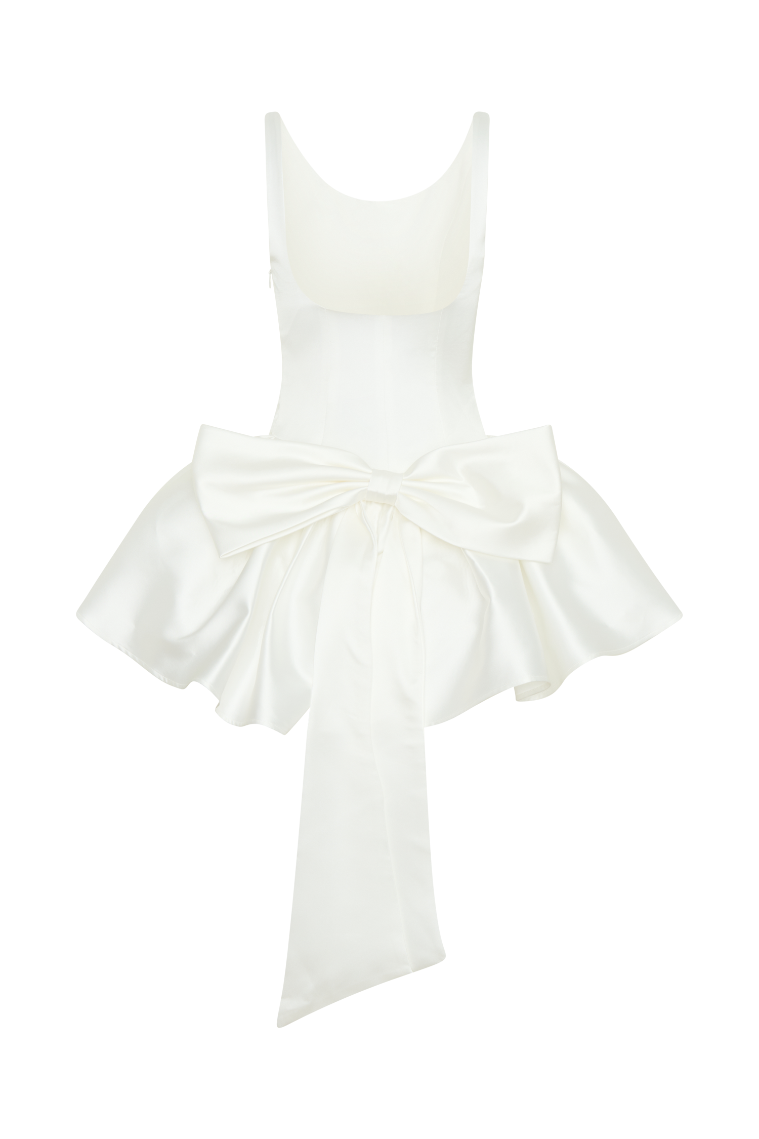 Felicia Satin Mini Dress With Bow - White、mySite、solidvoid