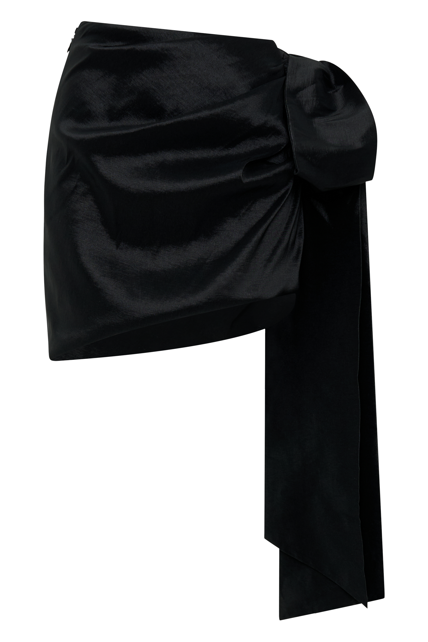 Becca Taffeta Mini Skirt With Tie - Black、mySite、solidvoid
