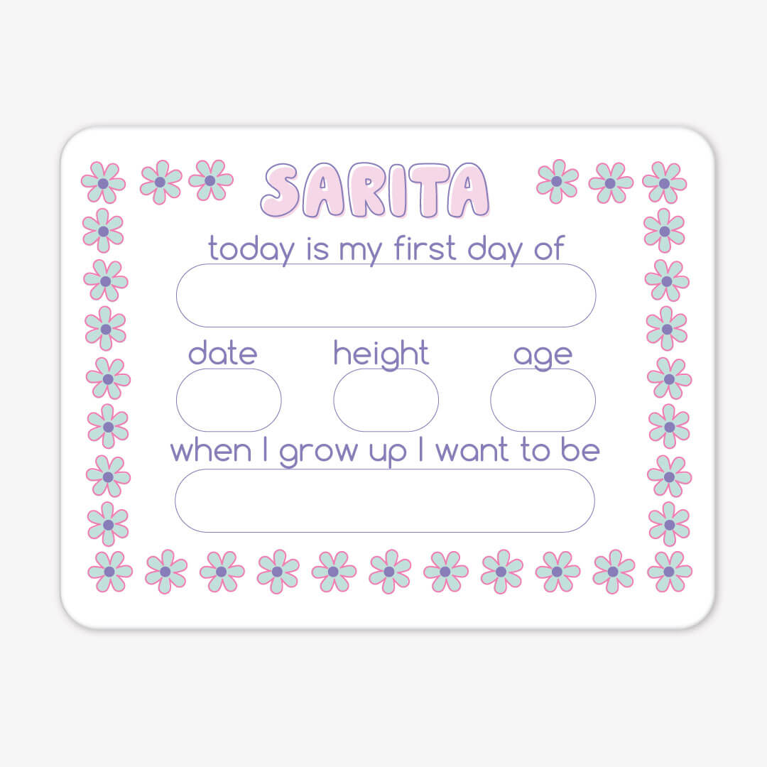  Kids Personalized Whiteboard | First Day Of - Retro Daisy、mySite、layawaytickets