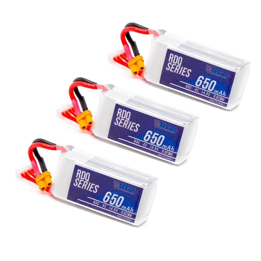  3 PACK of RDQ Series 14.8V 4S 650mAh 80C LiPo Micro Battery - XT30、mySite、merchandisen