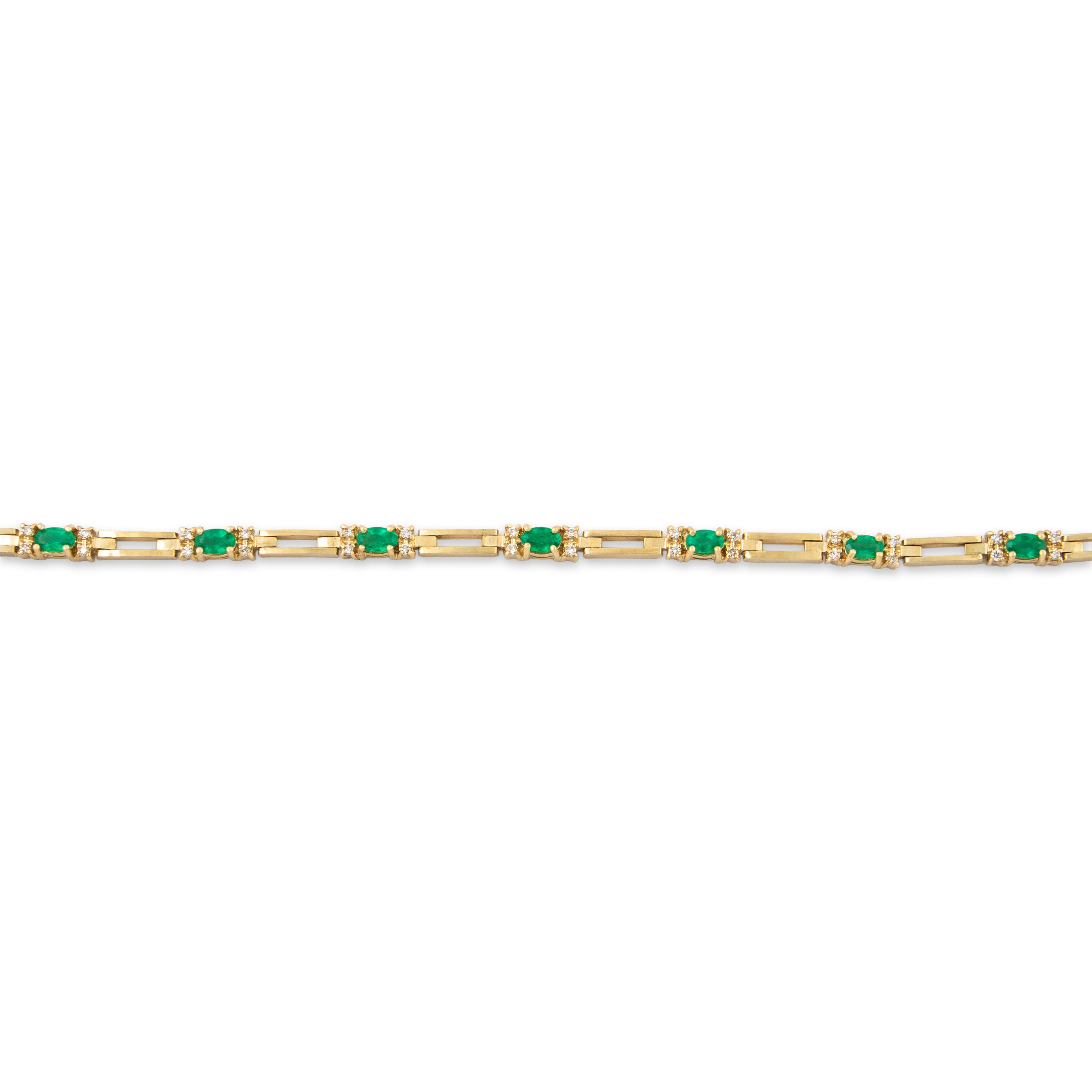 Vintage Heavy 14k Yellow Gold 1.6cttw Emerald .45cttw Diamond Bracelet 6.5、mySite、hinf8tx79
