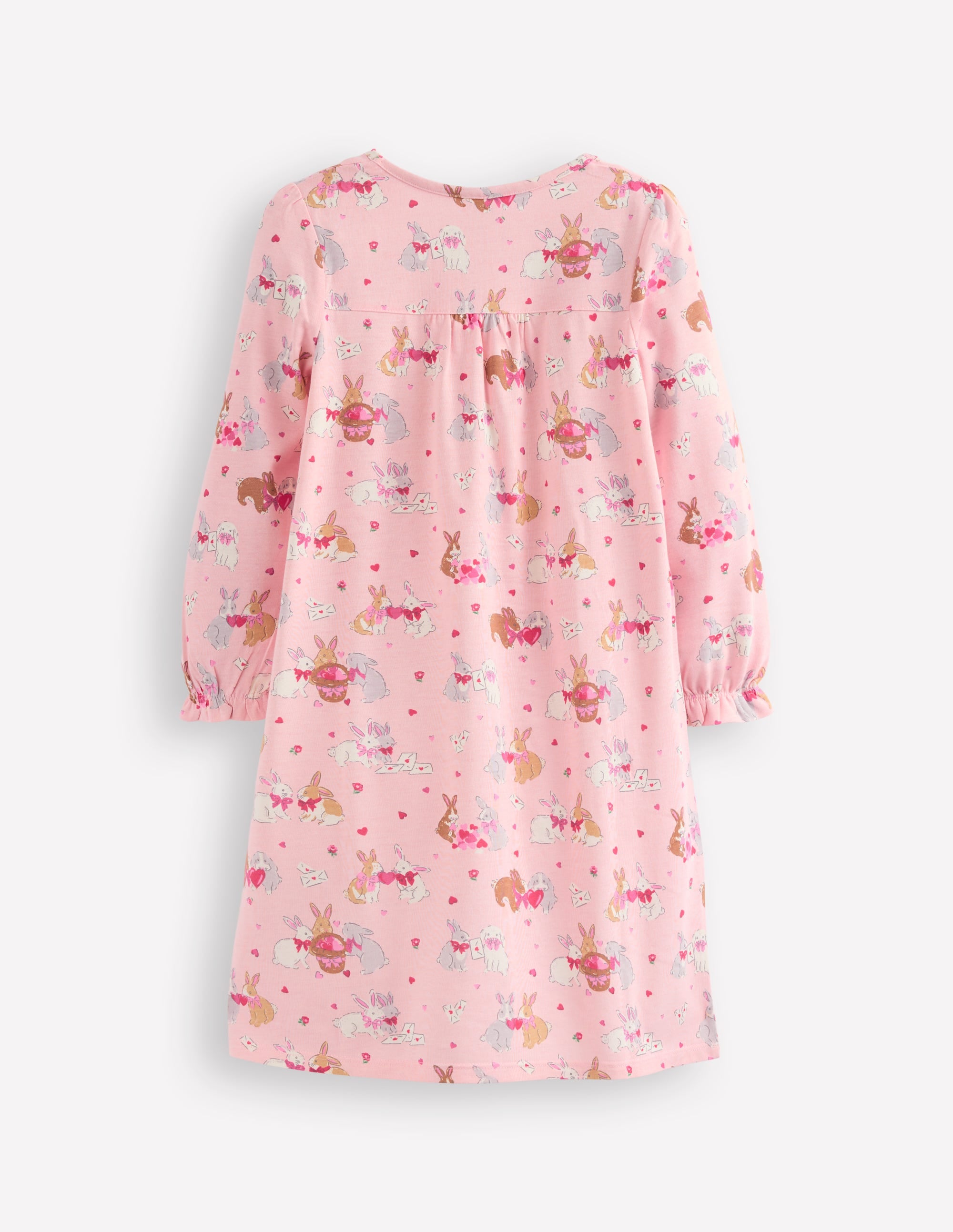  Printed Long-Sleeved Nightie-Chalk Pink Love Bunnies、mySite、ashleygrahame