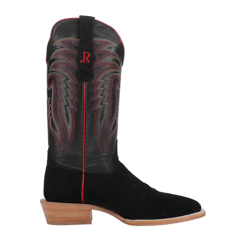 Black Rough Out Wide Embroidered Square Toe Cowboy Boots、mySite、gtrtttuynbv