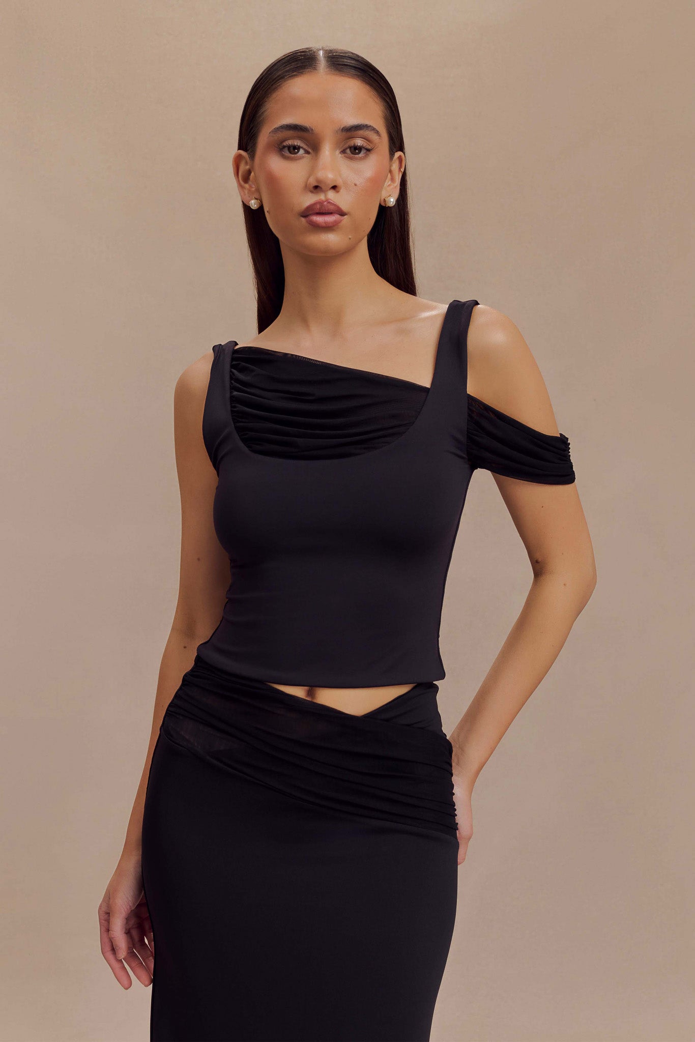 Jules Recycled Nylon And Mesh Sleeveless Top - Black、mySite、solidvoid