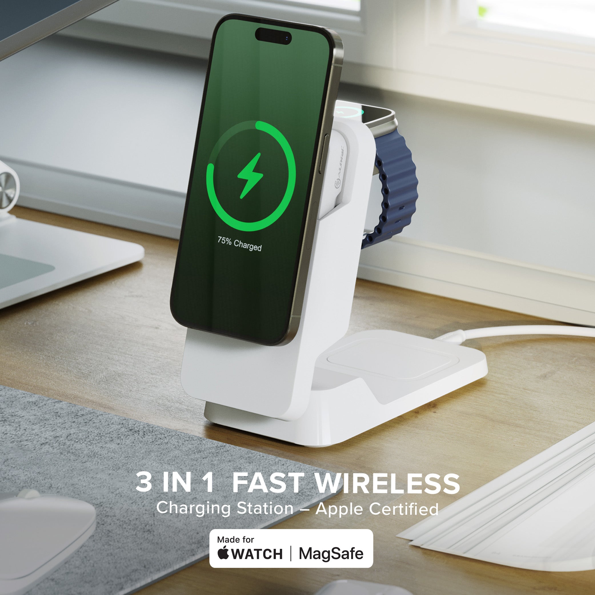 Matrix Ultimate 3-in-1 Wireless Charger with 5,000mAh MagSafe Power Bank - Global Edition、mySite、fannypackpong
