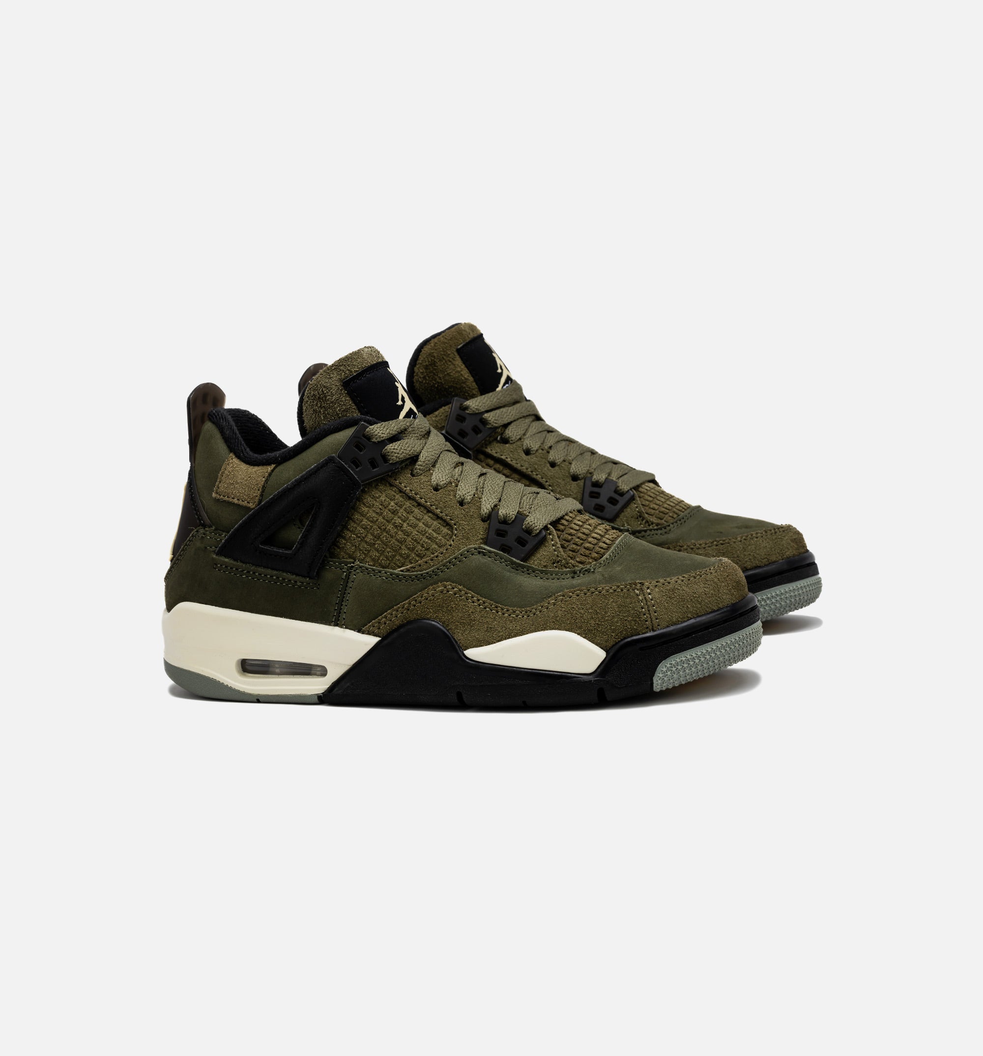 Air Jordan 4 Retro Craft Olive Grade School Lifestyle Shoe - Medium Olive/Black、mySite、dreamappss