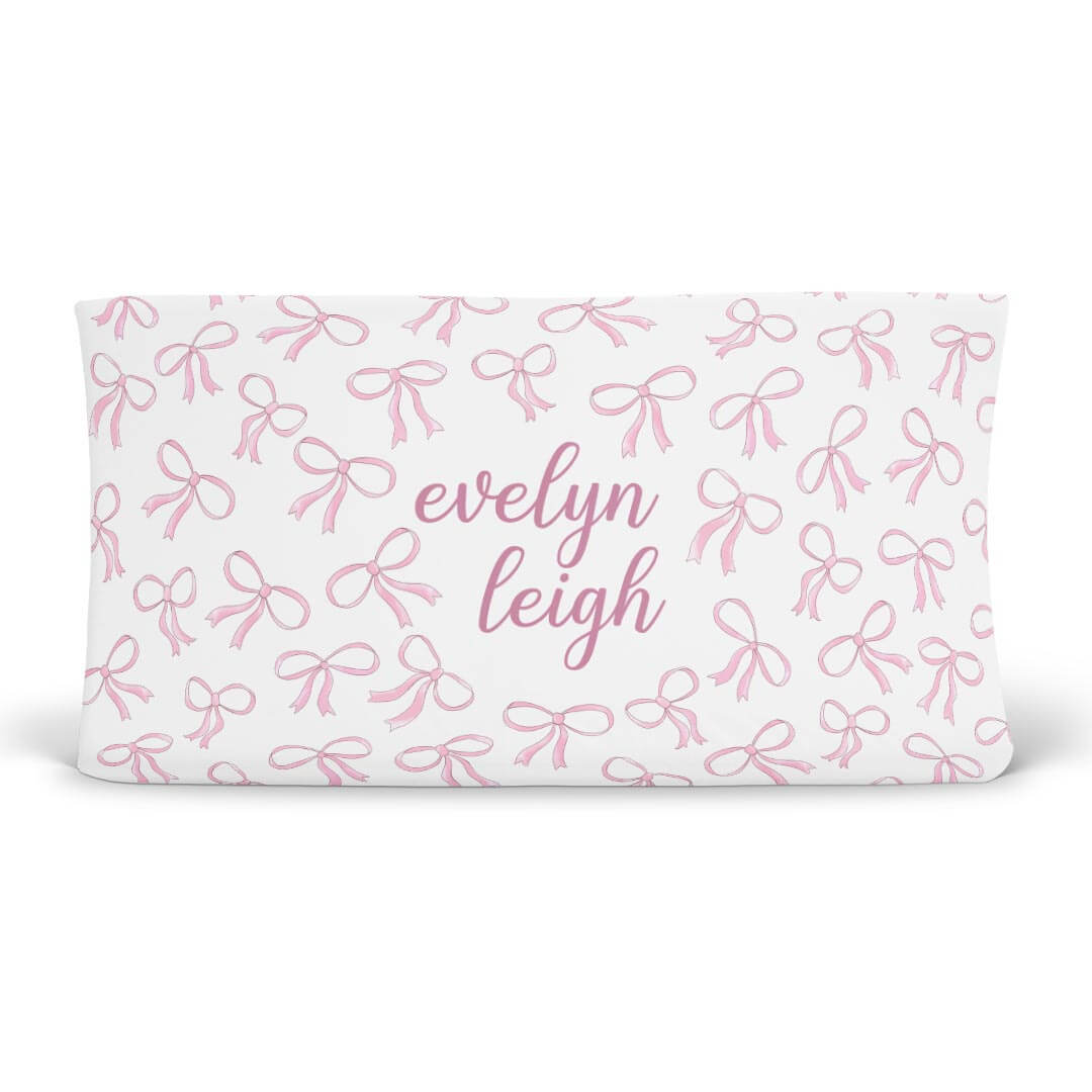  Blushing Bows Personalized Changing Pad Cover、mySite、layawaytickets