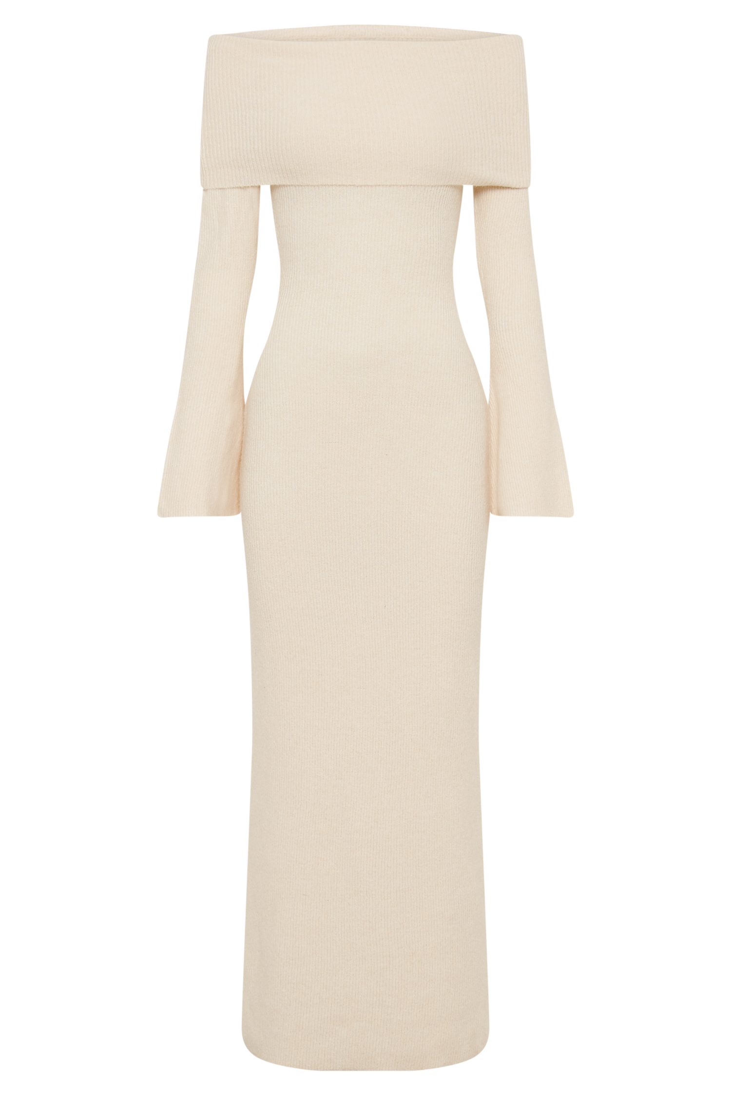 Katherine Off Shoulder Knit Maxi Dress - Ivory、mySite、solidvoid