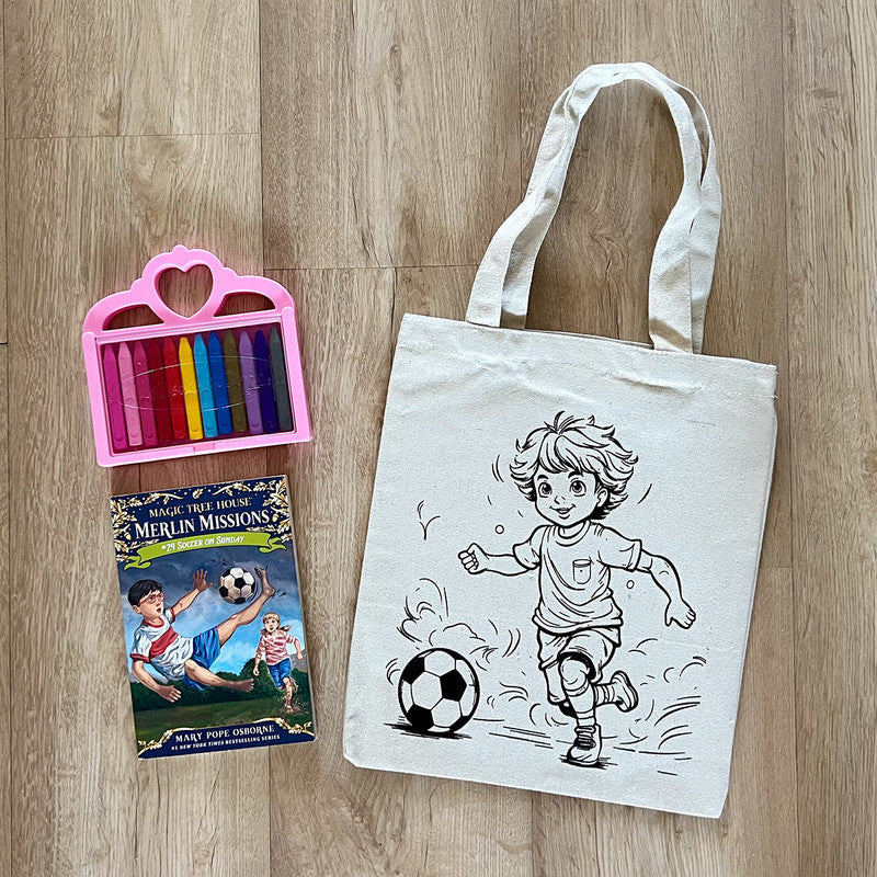 DIY Colouring Tote Bag | Soccer Champ Printed、mySite、camillekostekn