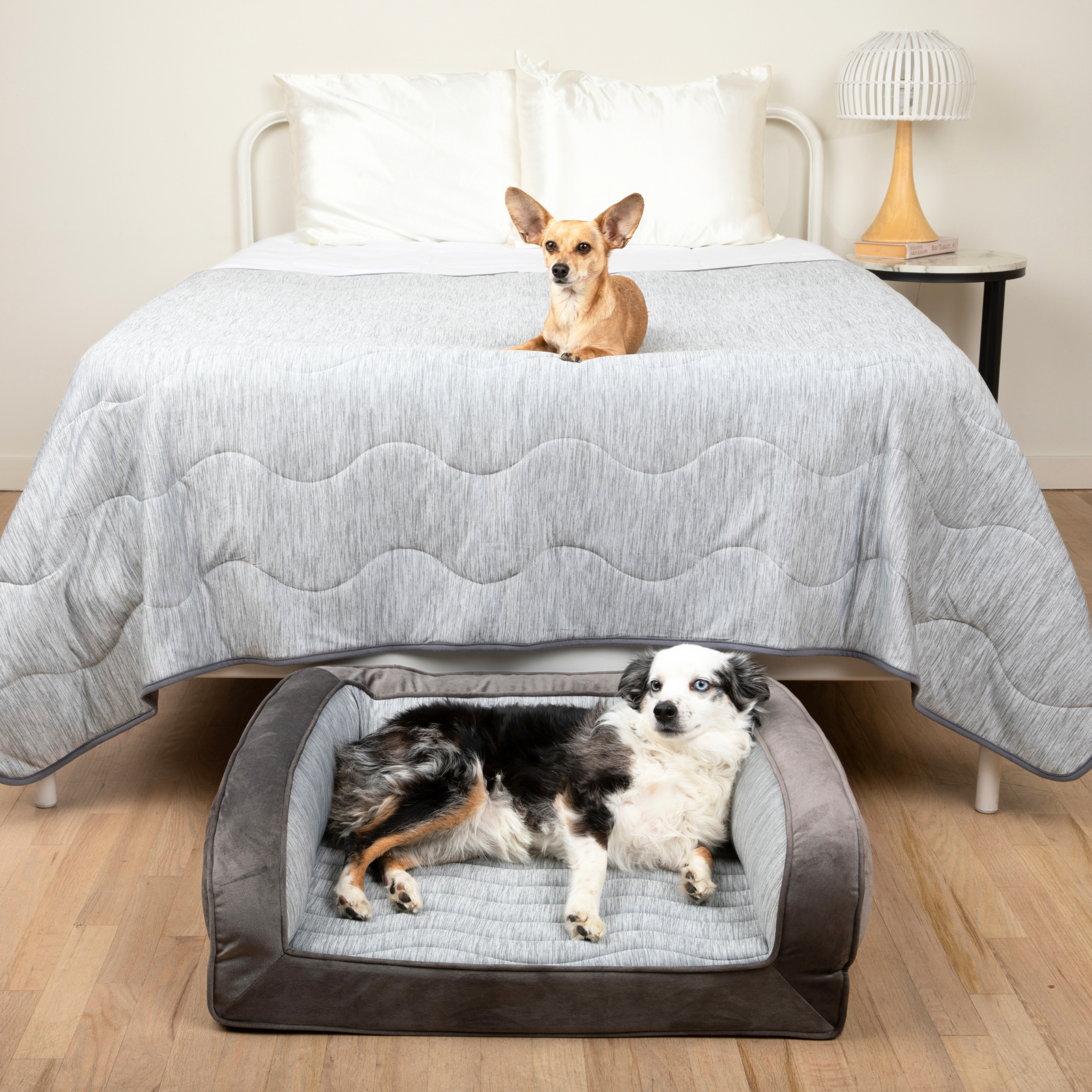 PupChill™ Cooling Bolster Dog Bed + Waterproof Blanket Bundle - Arctic Grey、mySite、solidvoid
