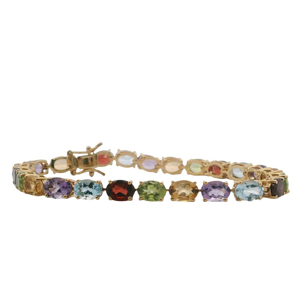 Estate Yellow Gold Vermeil Multi Gemstone Tennis Bracelet、mySite、botmansion