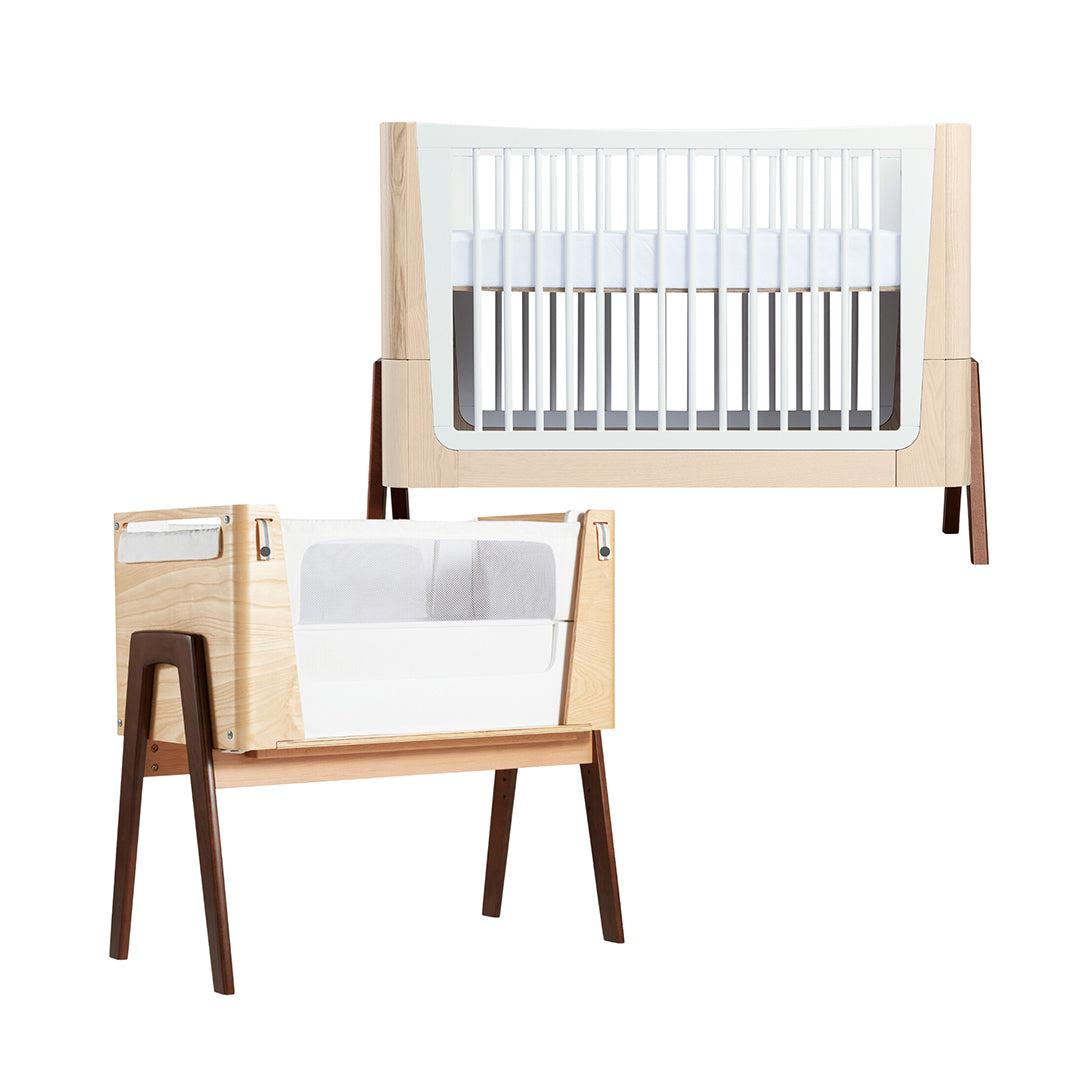  Gaia Baby Hera Cot Bed + Bedside Crib Two Piece Bundle - Natural + Walnut、mySite、merchandisen