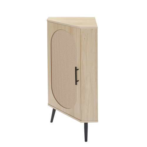 Corner cabinet ,Rattan door,Freestanding Corner Tables For Small Spaces, Corner Shelf Stand For Living Room, Kitchen, Bedroom、、xpatfood
