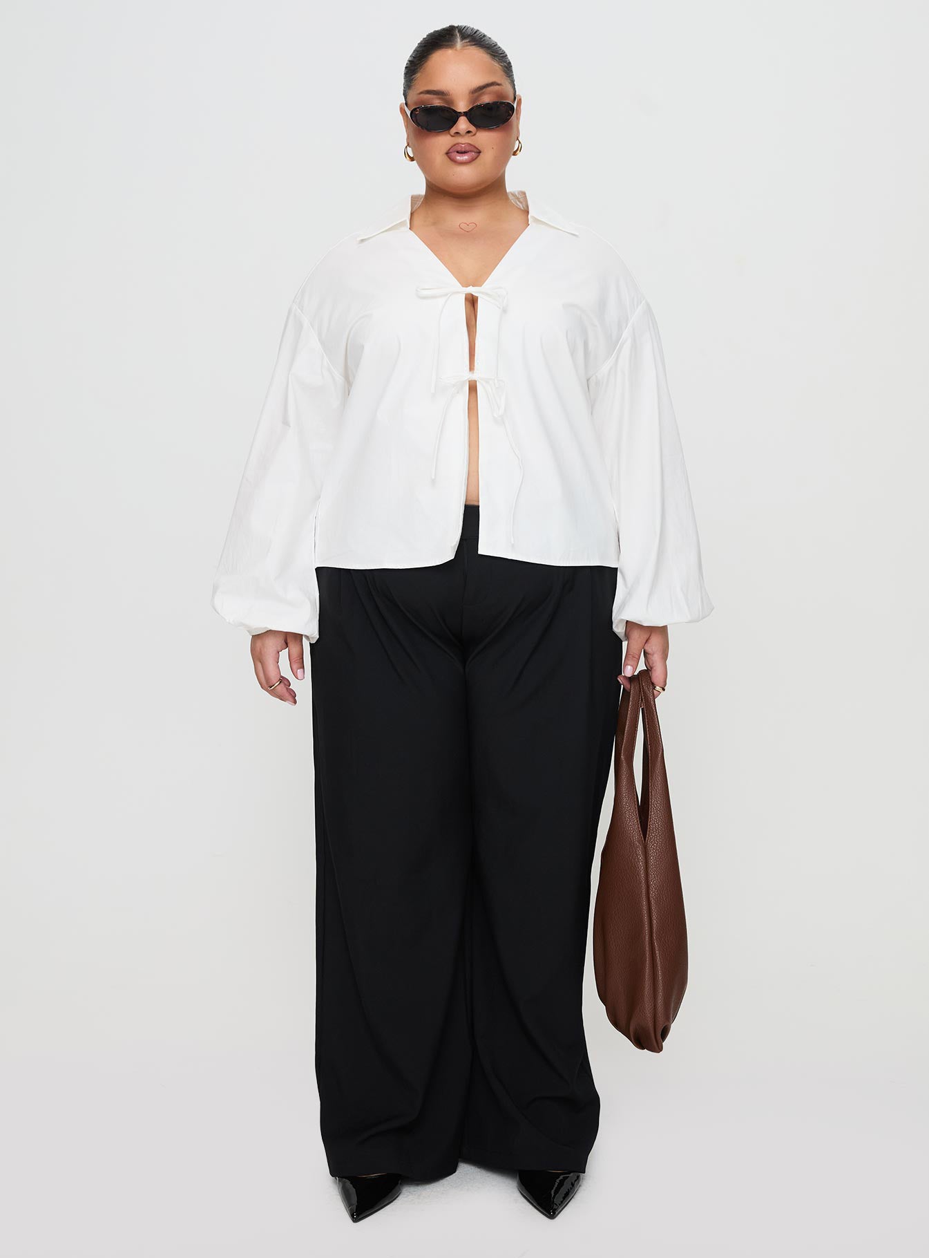 Rinon Long Sleeve Top White Curve、mySite、solidvoid