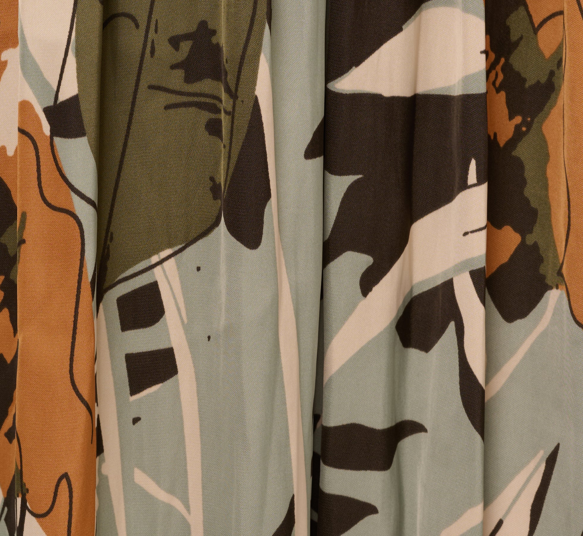 Printed Side Slit A Line Midi Skirt In Dusty Seamist Abstract Palm、mySite、solidvoid