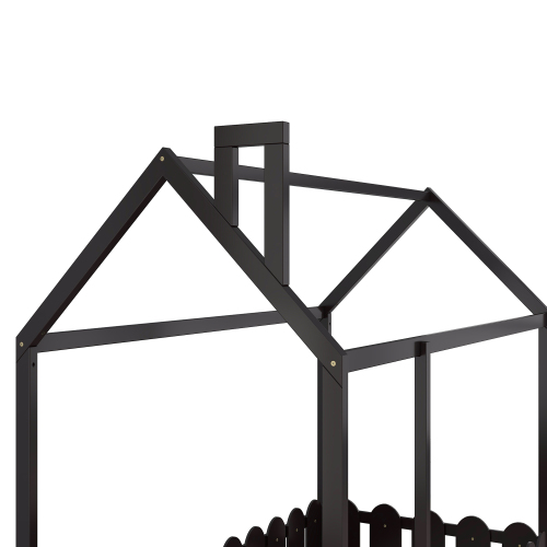 {Slats are not included}Twin Size Wood Bed House Bed Frame with Fence,for Kids,Teens, Girls,Boys {White}{OLD SKU:WF194274AAK}、、casual