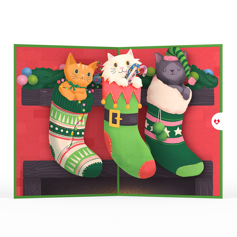 Christmas Cat Stockings Pop-Up Card、mySite、solidvoid