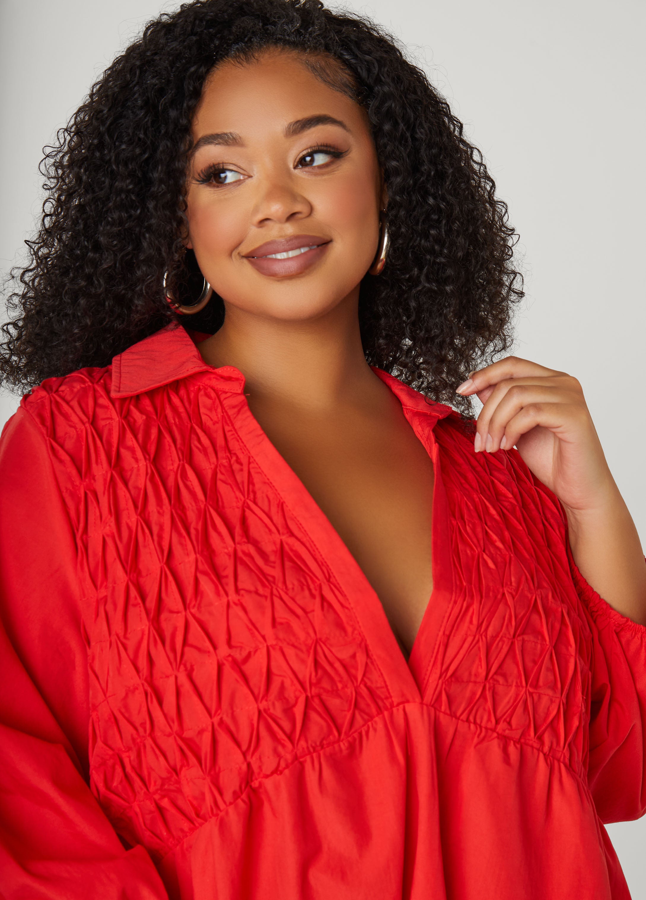 Smocked Cotton Blend Blouse、mySite、bengalsvssteelers