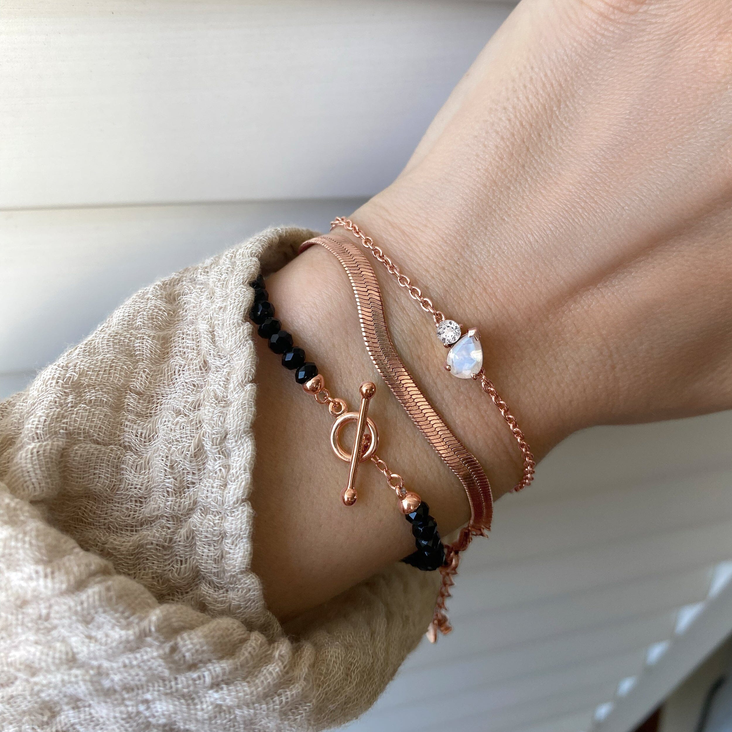 Moonstone & White Topaz - Toi Et Moi Bracelet、mySite、hinf8tx79