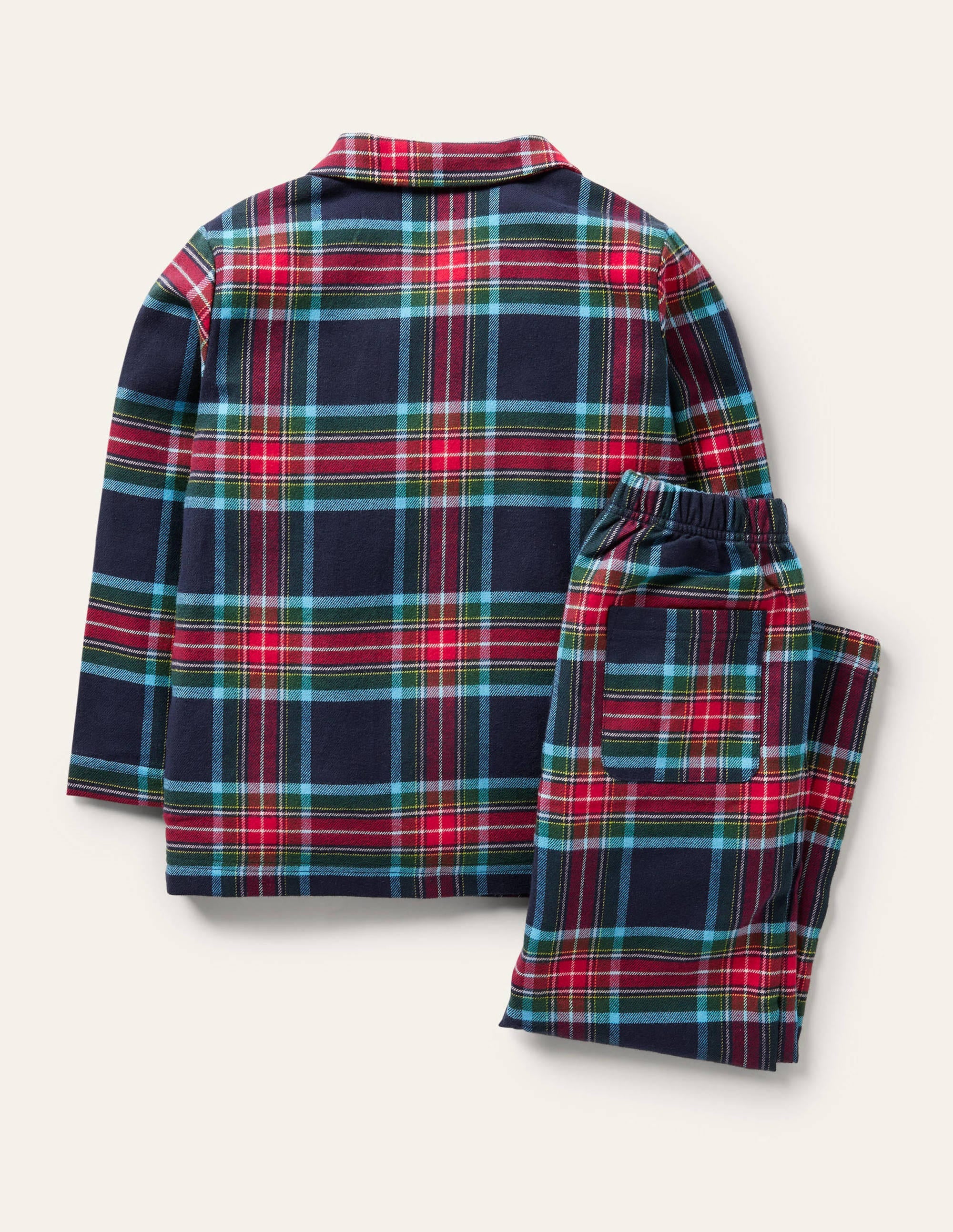  Cosy Brushed Woven Pyjama Set-College Navy/Rockabilly Red、mySite、ashleygrahame