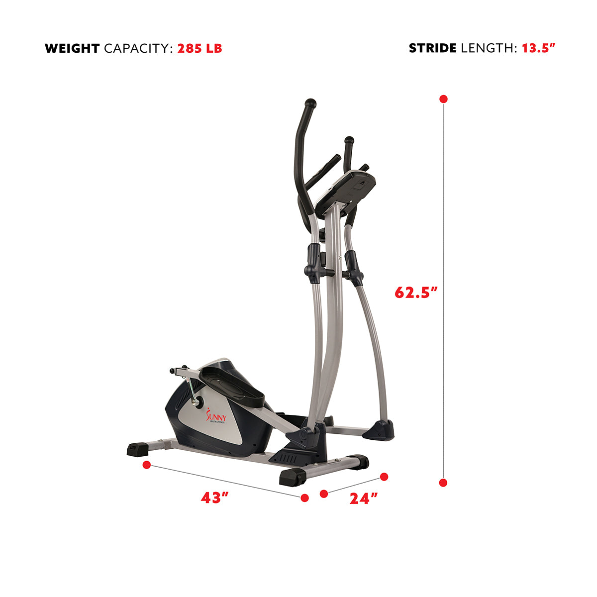  Magnetic Elliptical Machine w/ Device Holder, LCD Monitor and Heart Rate Monitoring - Endurance Zone、mySite、ghnorth