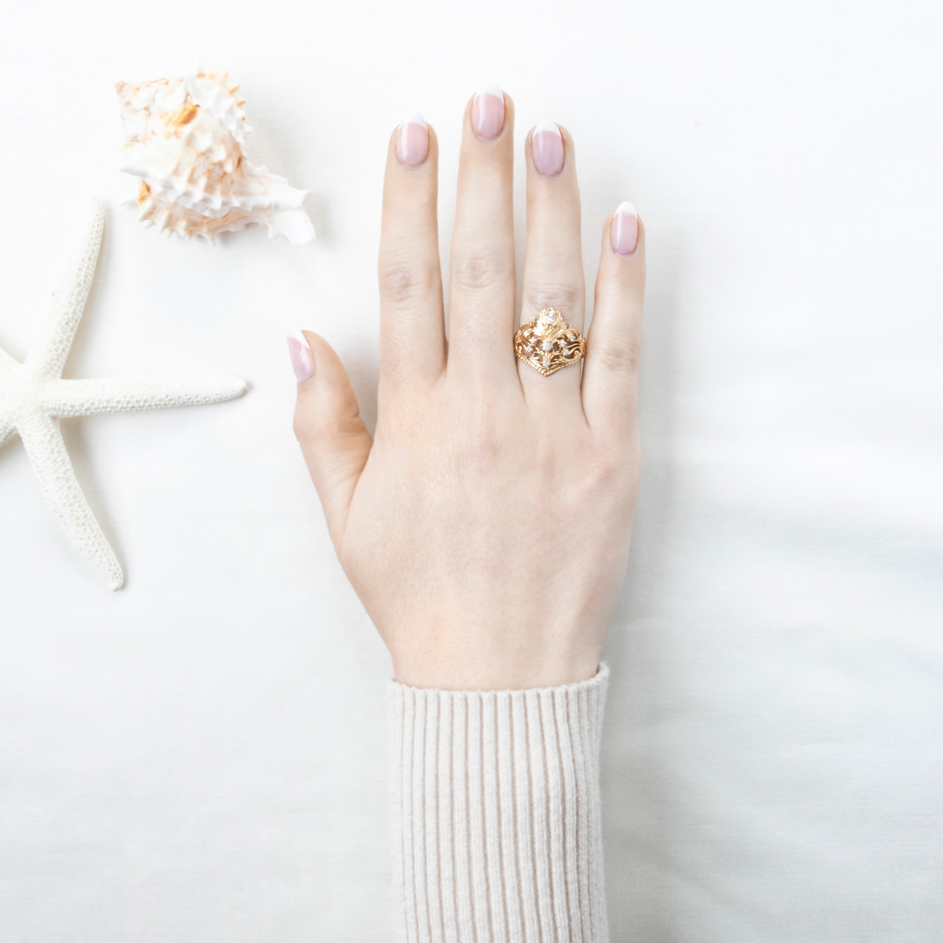 Vintage 14k Yellow Gold .282cttw Diamond Openwork Crown Ring 8.25、mySite、hinf8tx79