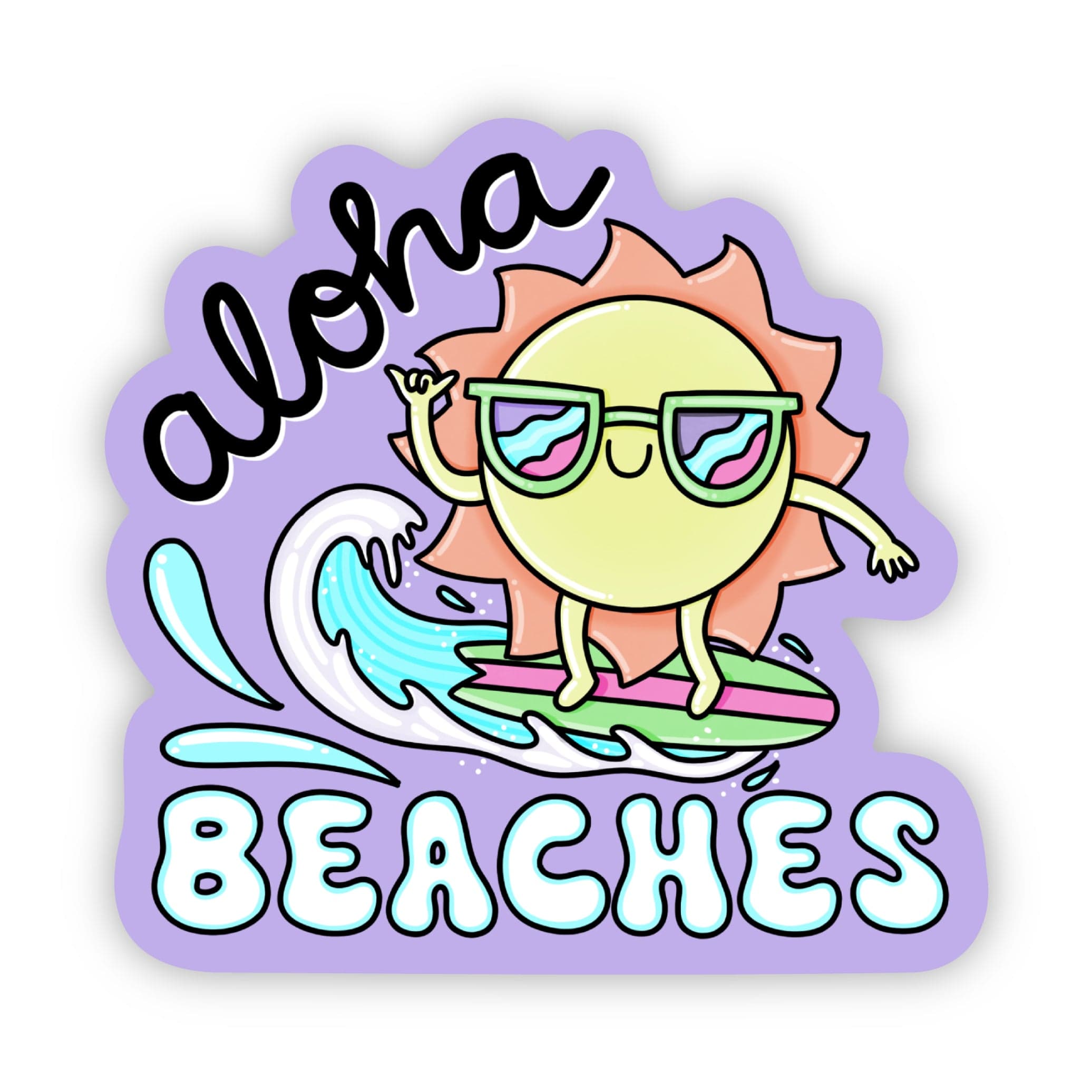  Aloha, Beaches funny sun sticker、mySite、elrpsem3k