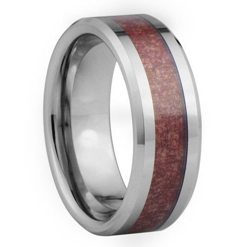 Tungsten ring with red leather inlay - 8mm wide、mySite、topwebapps