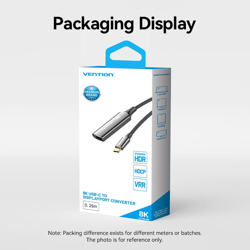 Vention Cotton Braided USB-C to DP 8K Converter 0.25M Black Zinc Alloy Type、mySite、fannypackpong