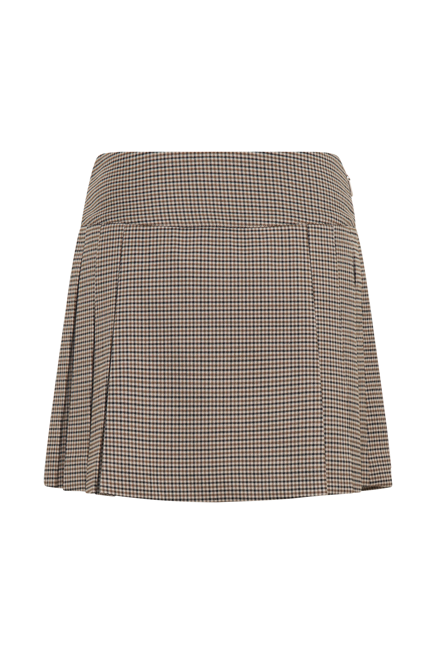 Angie Pleated Buckle Mini Skirt - Tan Check、mySite、solidvoid