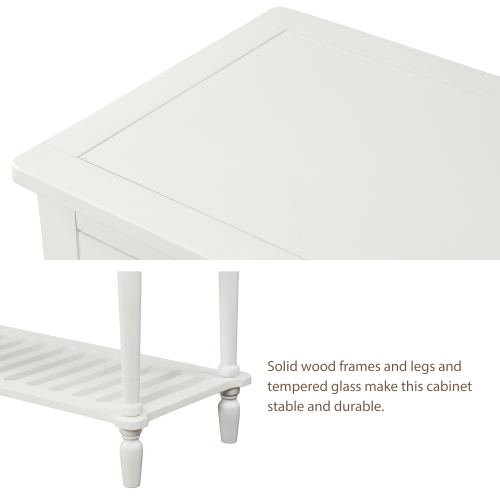 TREXM Sideboard Console Table with Bottom Shelf, Farmhouse Wood/Glass Buffet Storage Cabinet Living Room (Antique Navy)、、casual