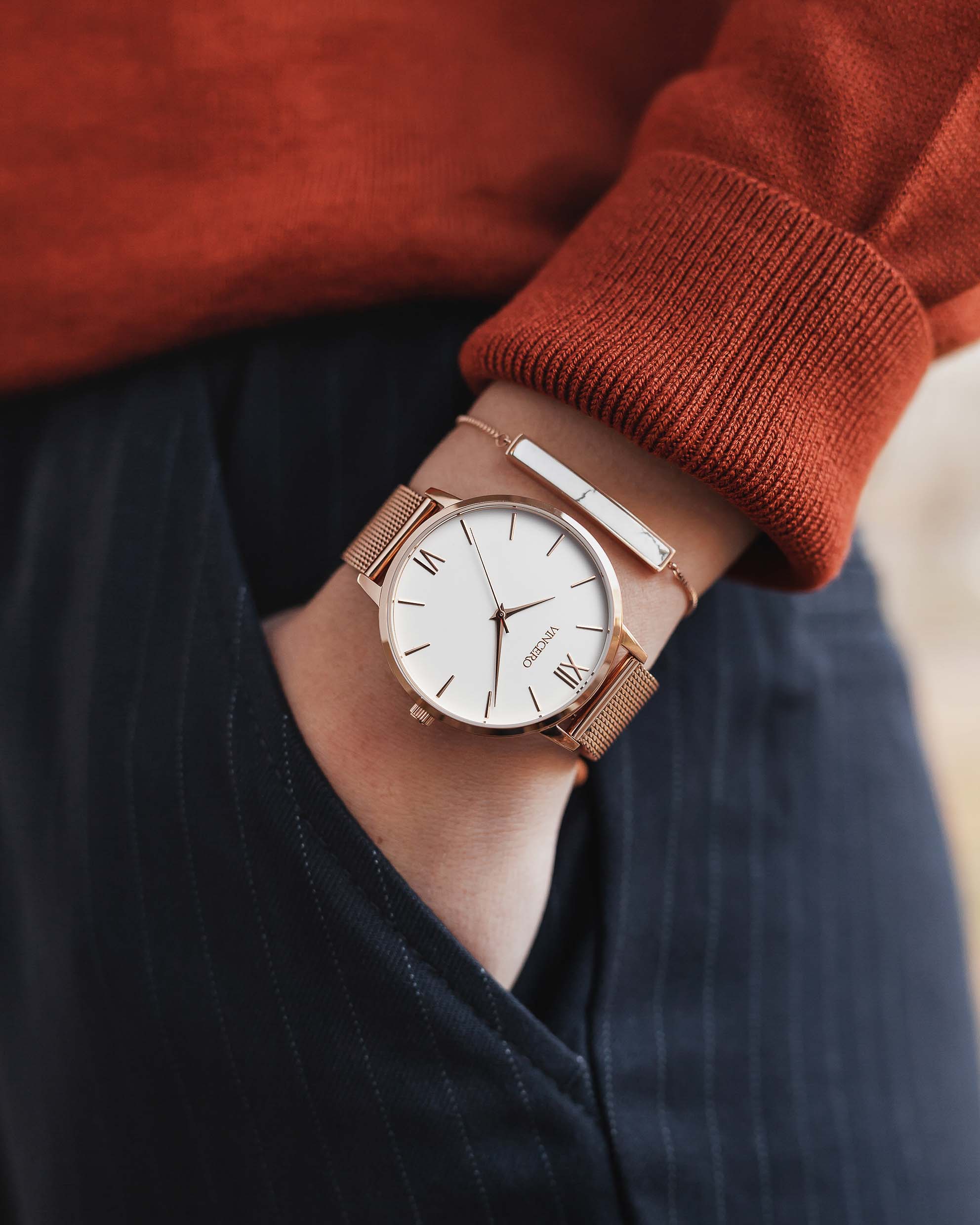  Marble Bar Bracelet - Rose + Carrara