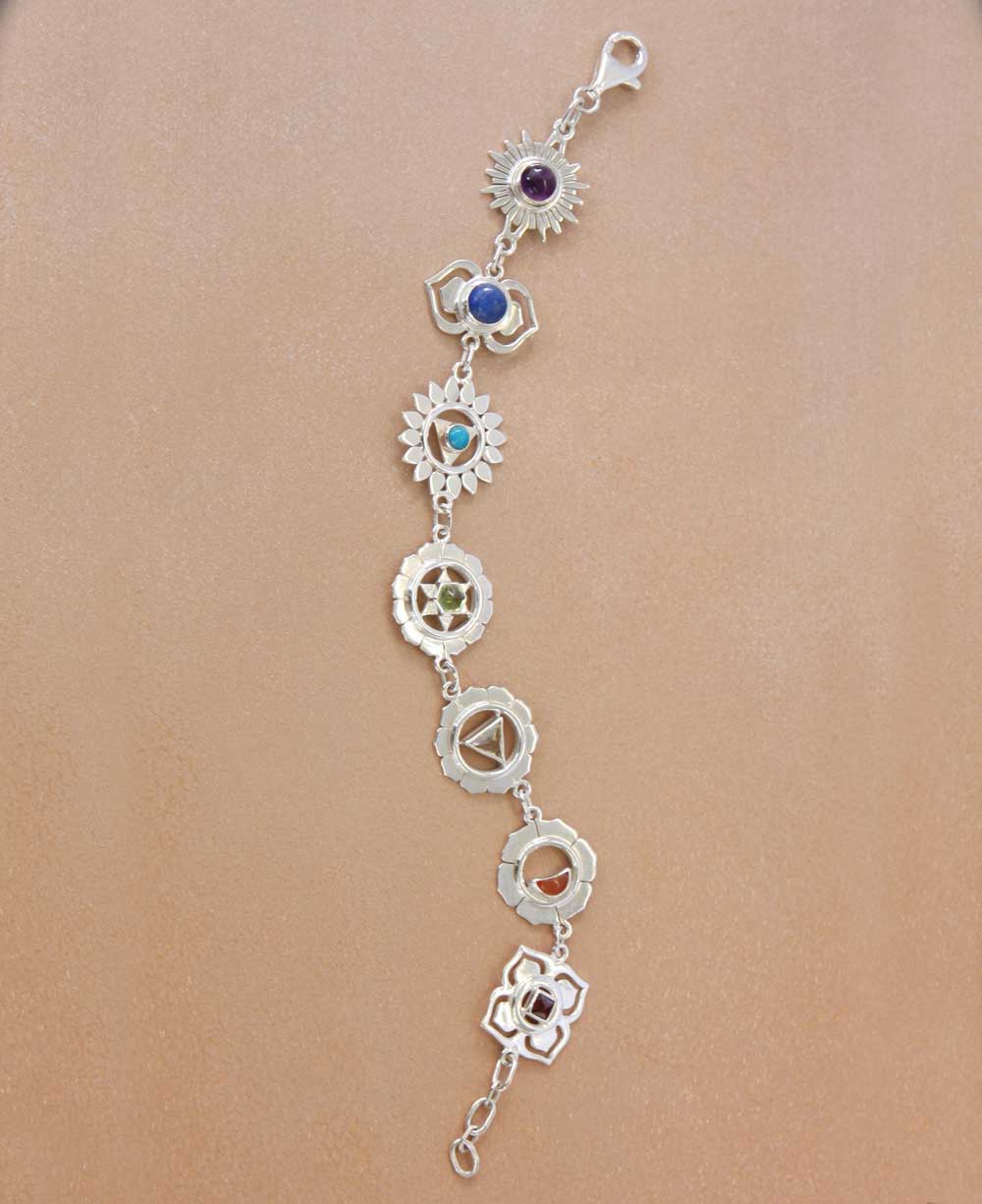 Seven Chakras Charm Bracelet - Sterling Silver、mySite、topwebapps