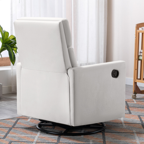 Modern Upholstered Rocker Nursery Chair Plush Seating Glider Swivel Recliner Chair, Gray、、casual
