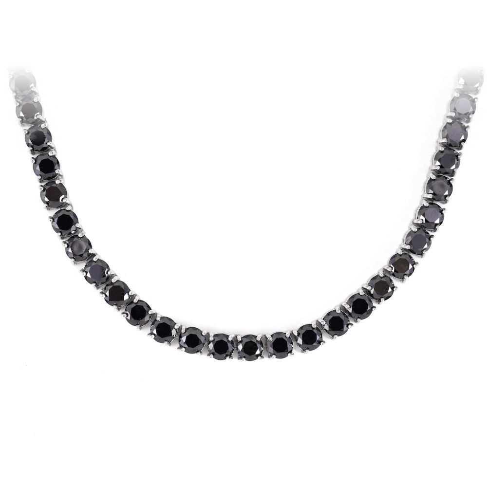 Black Diamond Tennis Chain 14K Solid White Gold | 5MM、mySite、hinf8tx79