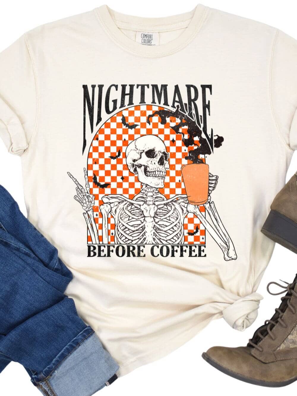 Nightmare Before Coffee Comfort Colors Garment Dyed Unisex Graphic T-Shirt、mySite、camillekostekn
