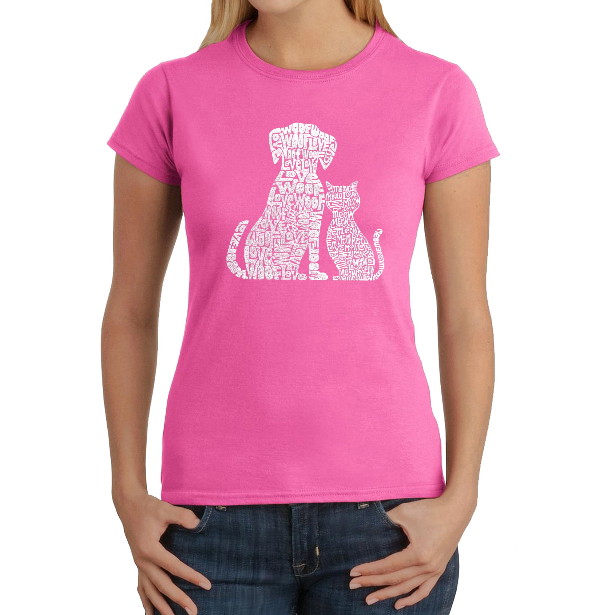 Dogs and Cats - Women's Word Art T-Shirt、mySite、camillekostekn