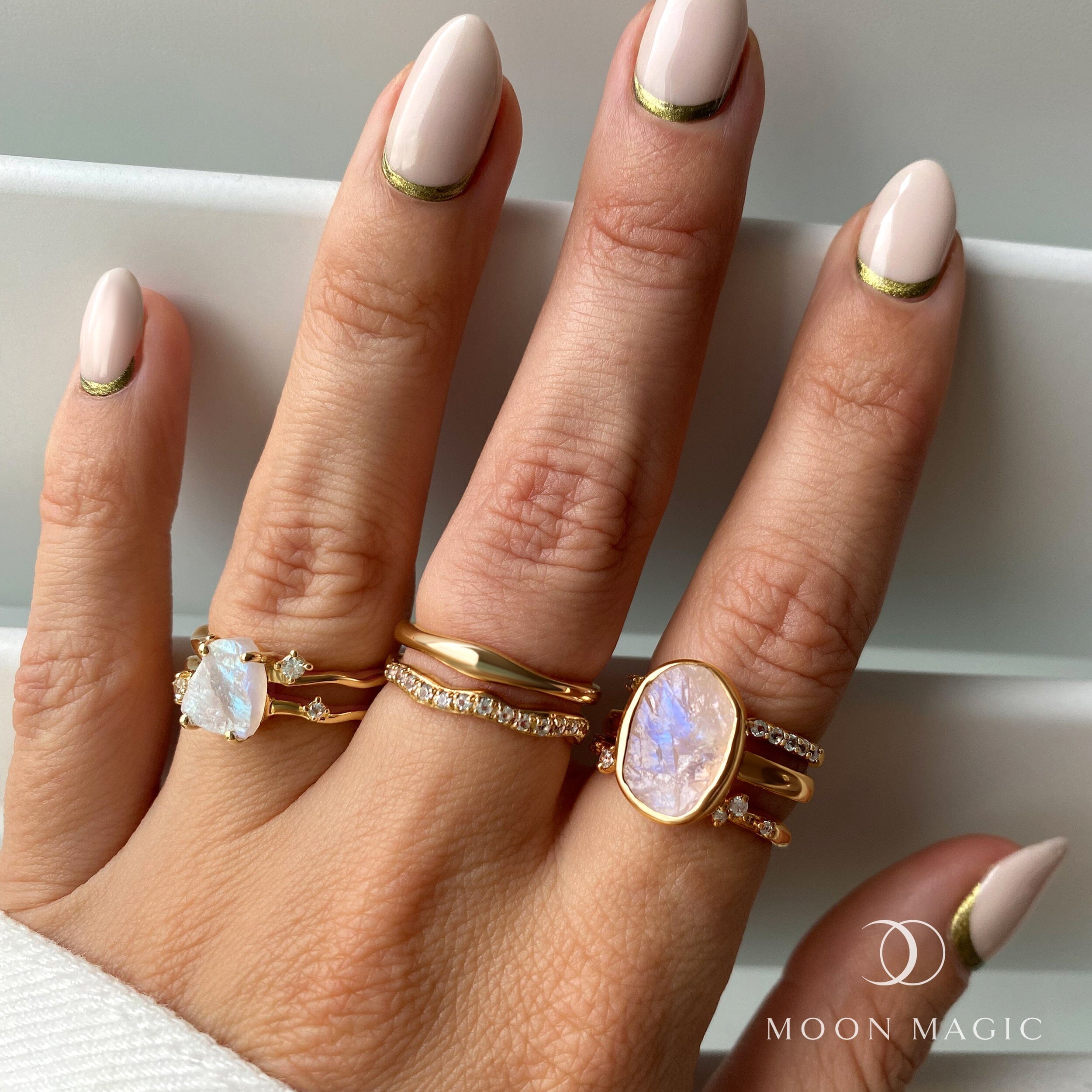 Moonstone Enfolded Ring & Stardust Band、mySite、hinf8tx79