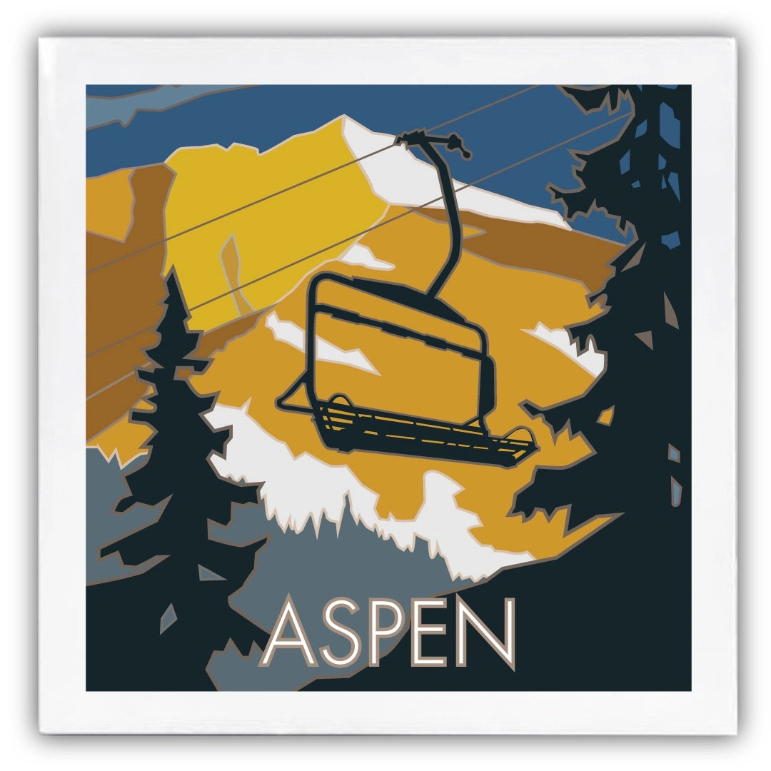 Aspen, Colorado - 4.25 x 4.25 Ceramic Coaster、mySite、g9winljtr