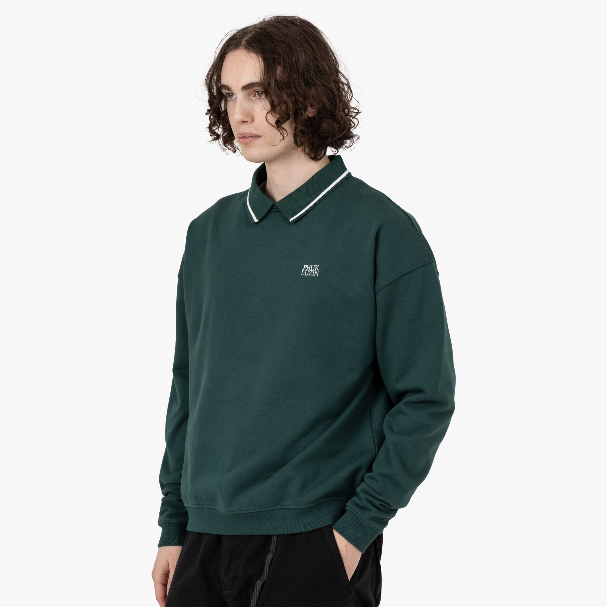  Metalwood Phuk Luzin Collared Sweatshirt / Spruce、mySite、merchandisen