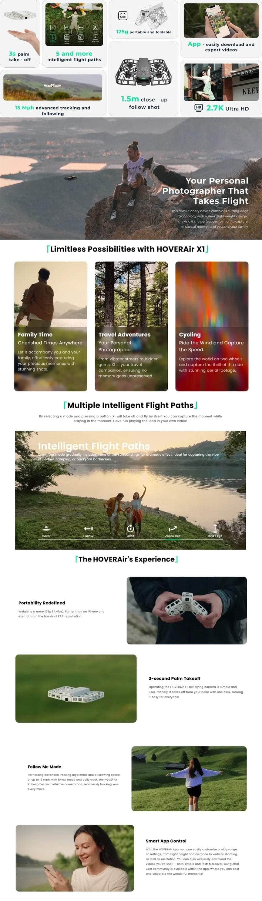 HOVERAir X1 Foldable Action Flying Camera Combo - Black