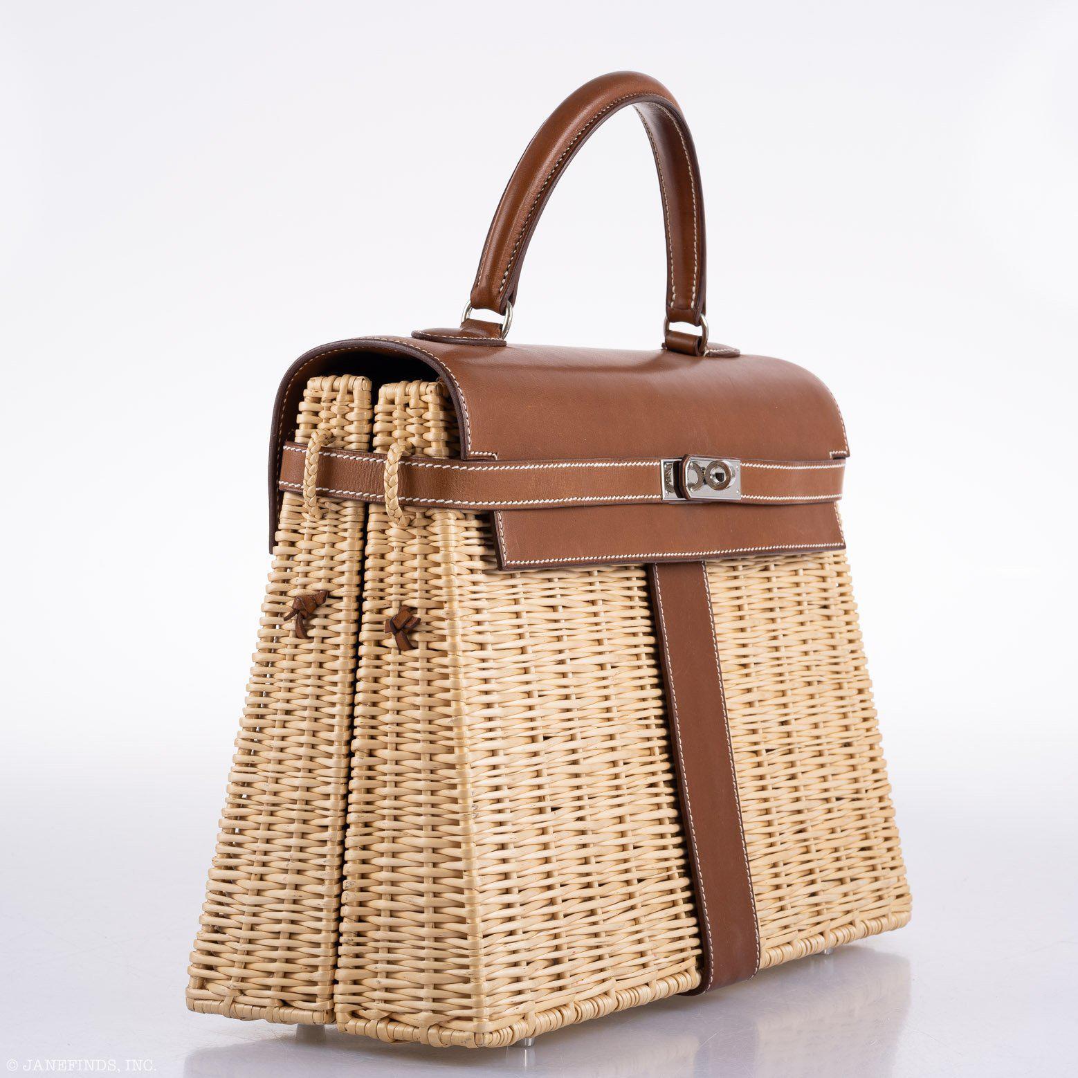 Hermès Kelly 35 Picnic, Wicker & Barenia leather Palladium Hardware、mySite、garminoutage.com