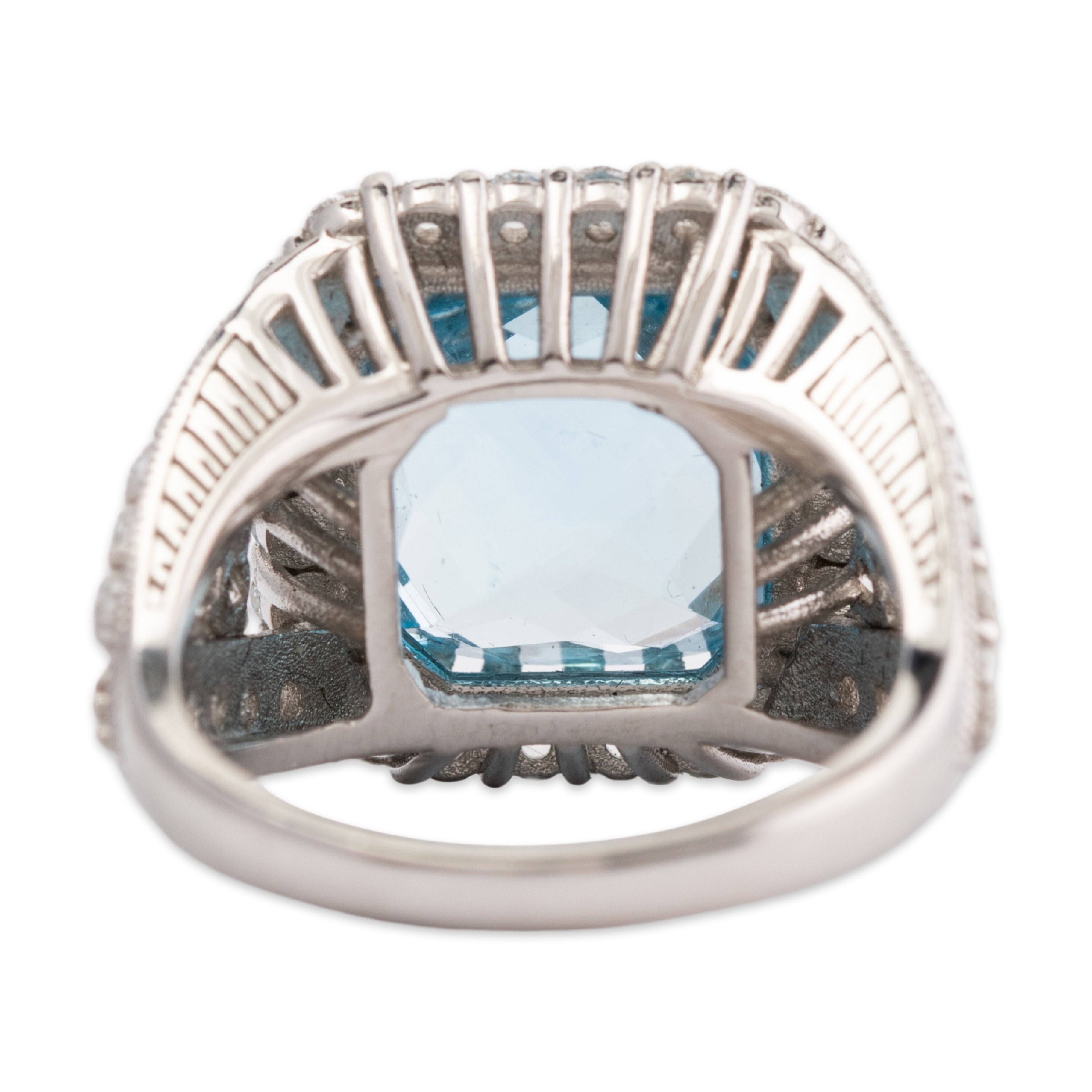 Large Estate Platinum 9.5ct Blue Topaz 1cttw Diamond Cocktail Ring 6.75、mySite、hinf8tx79