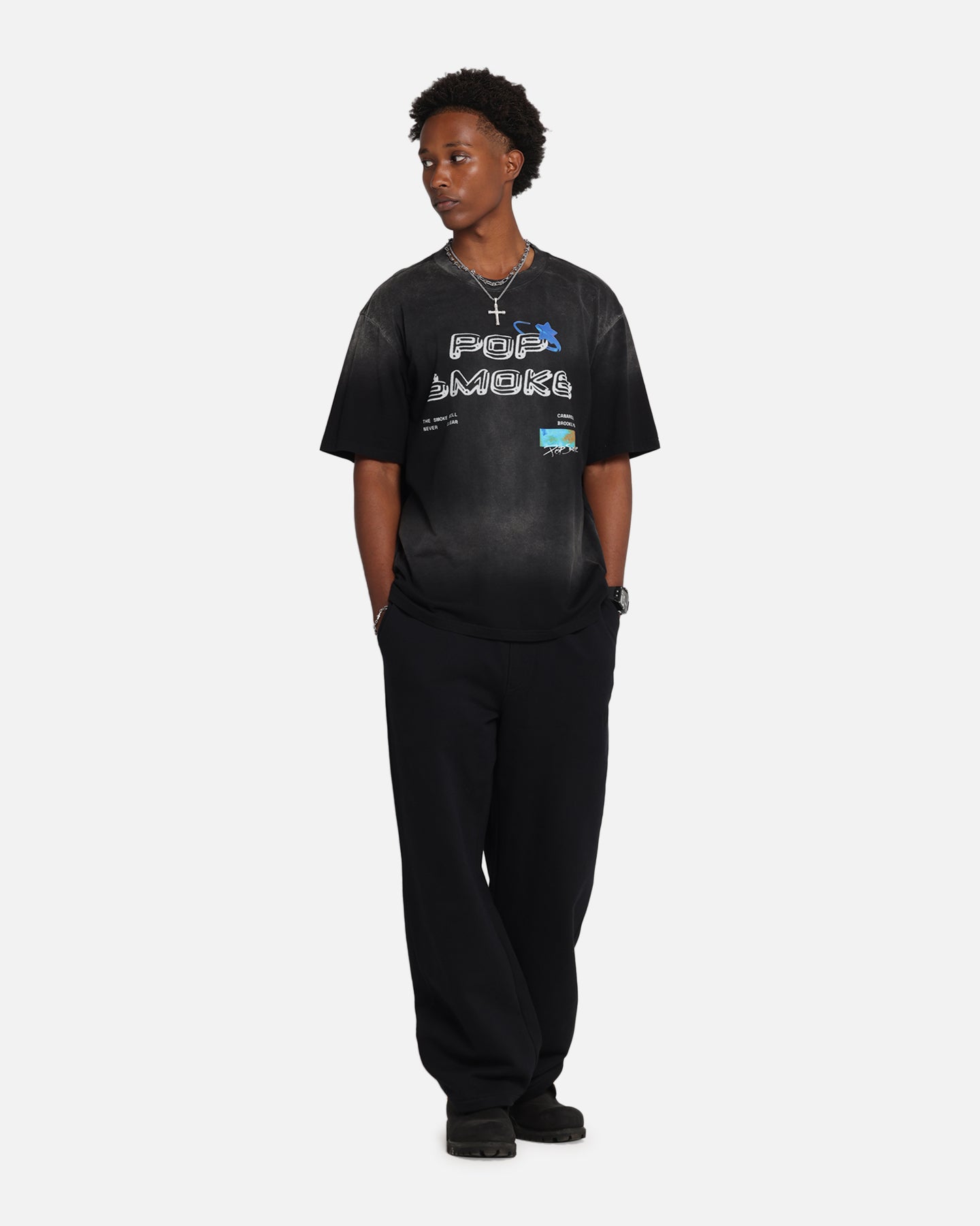 Pop Smoke Never Clear T-Shirt Black Wash、mySite、zt4zffjzw