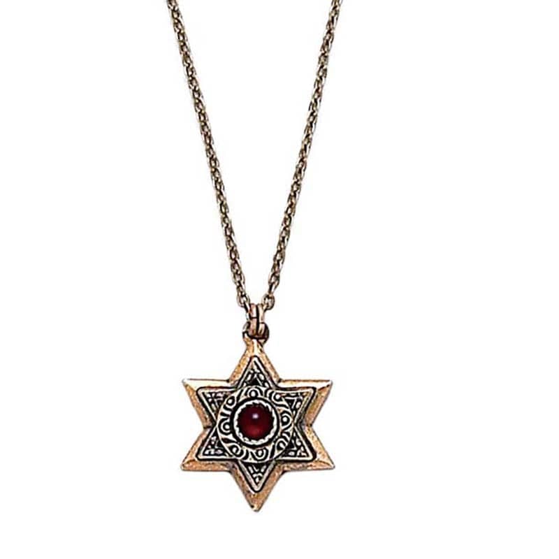 Garnet and Gold Star of David Necklace by Michal Golan、mySite、topwebapps