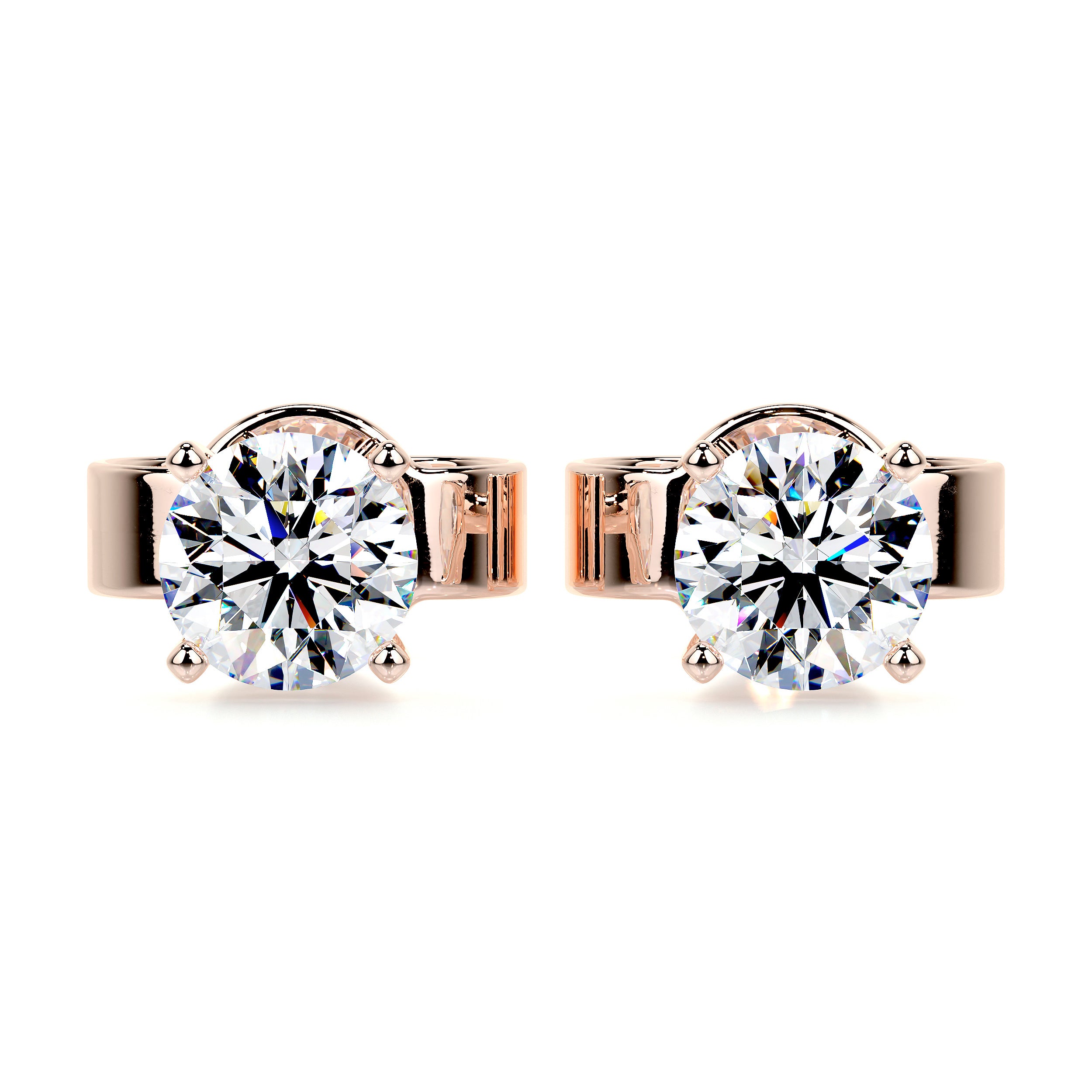 Allen Moissanite Earrings (2 Carat) -14K Rose Gold、mySite、hinf8tx79