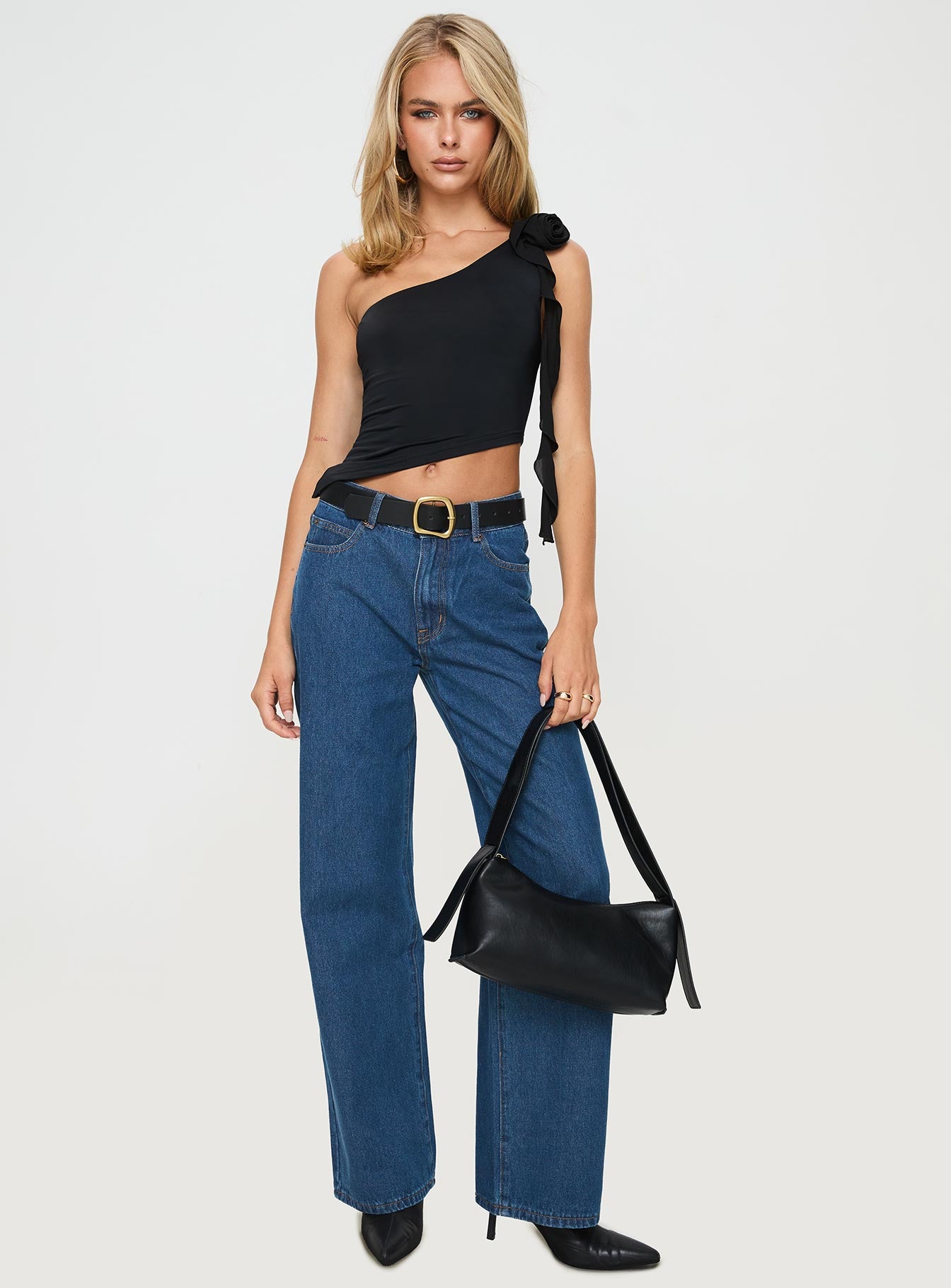 Carmonie One Shoulder Top Black、mySite、solidvoid