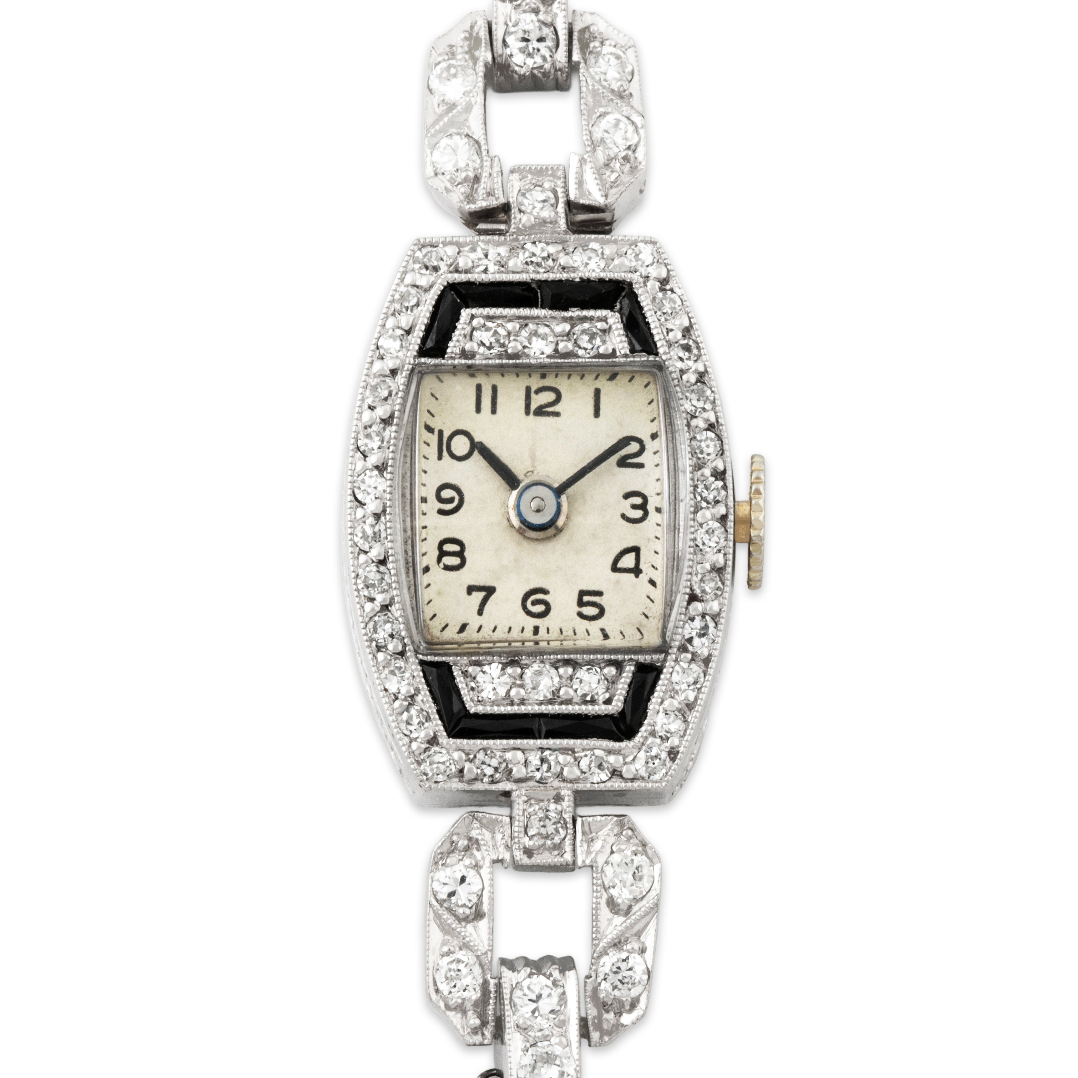 Antique Swiss Art Deco Platinum 1.83cttw Diamond Onyx 17 Jewel Watch 6、mySite、hinf8tx79