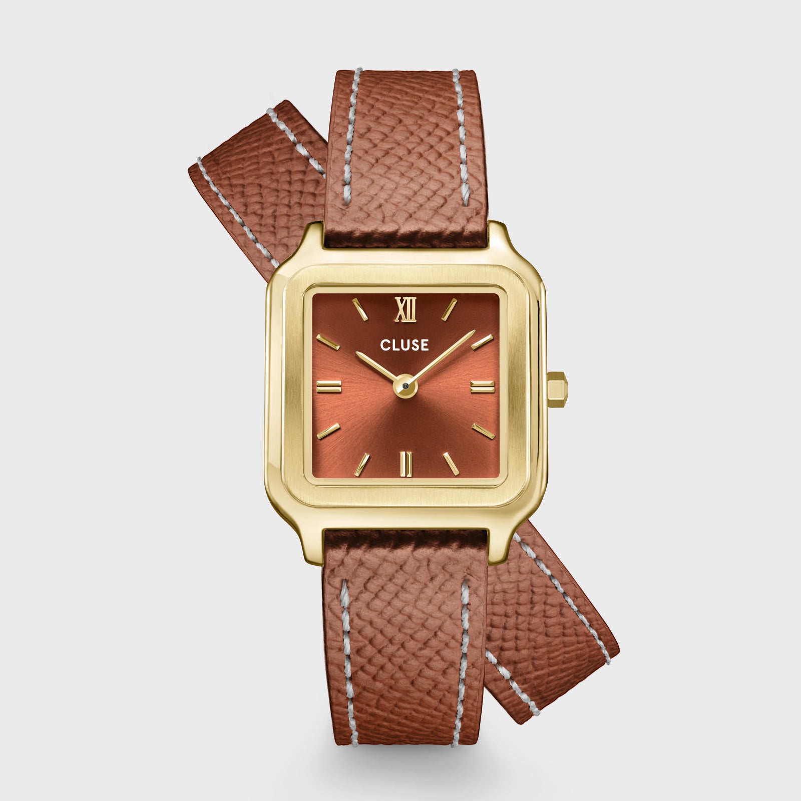  Gracieuse Petite Watch Double Leather, Nutshell, Gold Colour